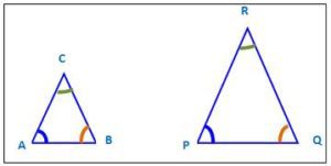 Similar shapes. Two triangles with similar shape but different sizes